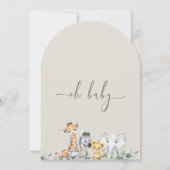Arched Modern Foliage Safari Baby Dusche Einladung (Rückseite)