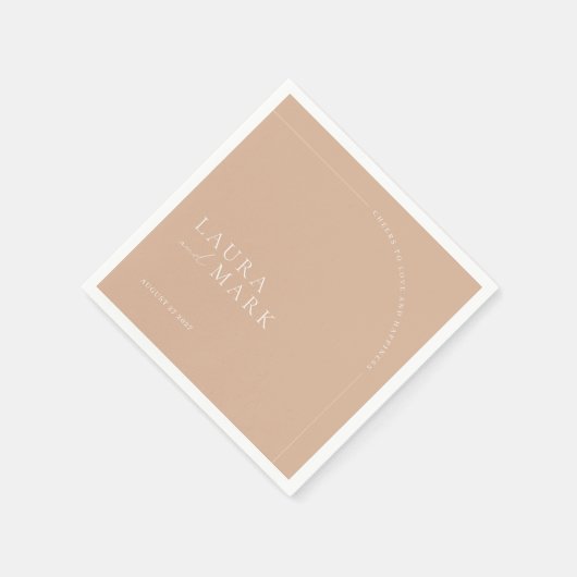 Arched Modern Minimalistisch Cheers Script Wedding Serviette (Ecke)
