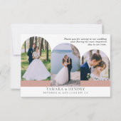 Arched Multi-Foto Elegante Kalligrafie Rose Gold Dankeskarte (Rückseite)