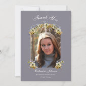 Arched Periwinkle Floral Graduation Dankeskarte (Vorderseite)