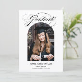 Arched Photo and Script Graduate Announcement Einladung (Stehend Vorderseite)