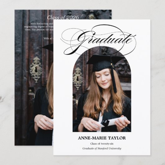 Arched Photo and Script Graduate Announcement Einladung (Vorne/Hinten)
