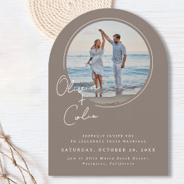 Arched Photo Casual Script First Names Wedding Einladung