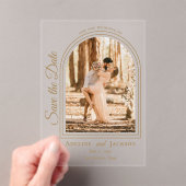Arched Photo Elegant Script Save the Date Acryleinladungen (Insitu (Handheld))