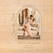 Arched Photo Elegant Script Save the Date Acryleinladungen (Vorderseite)