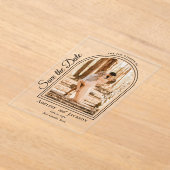 Arched Photo Elegant Script Save the Date Acryleinladungen (Ablage )