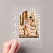 Arched Photo Elegant Script Save the Date Acryleinladungen (Insitu (Handheld))