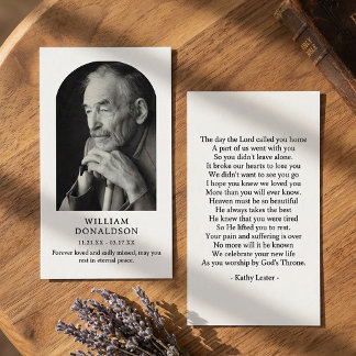 Arched Photo Funeral Sympathy Prayer Visitenkarte