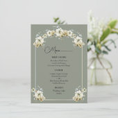 Arched Sage Green Floral Wedding Menu Menükarte (Stehend Vorderseite)