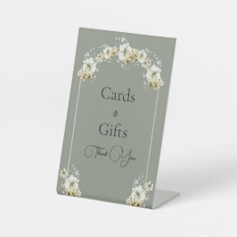 Arched Sage Green Floral Wedding Pedestal Sign Sockelschild
