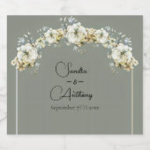 Arched Sage Green Floral Wedding  Schaumweinetikett (Einzelnes Label)