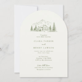 Arched Sage Mountain Photo Wedding Invitation Einladung