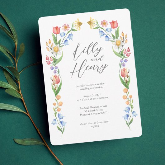 Arched Spring Flora Wedding Einladung
