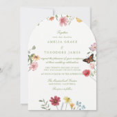 Arched Wildflower Wedding Einladung (Vorderseite)