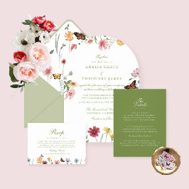Arched Wildflower Wedding Einladung