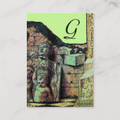 ARCHEO/Antiquar, Archäologie Monogramm, braun grün Visitenkarte (Rückseite)