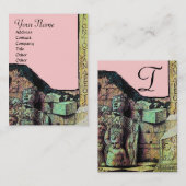 ARCHEO/Antiquar, Archäologie Monogramm, Rosa Grün Visitenkarte (Vorne/Hinten)