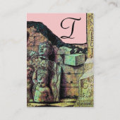 ARCHEO/Antiquar, Archäologie Monogramm, Rosa Grün Visitenkarte (Rückseite)