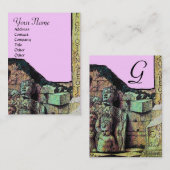 ARCHEO/Antiquar, Archäologie Monogramm, Rosa Grün Visitenkarte (Vorne/Hinten)