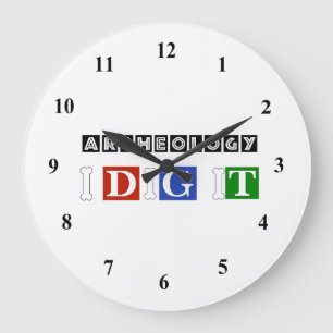 Archeology I Dig It Große Wanduhr