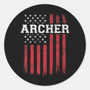 Archer American Flag Usa Patriot Patriotic Archery Runder Aufkleber