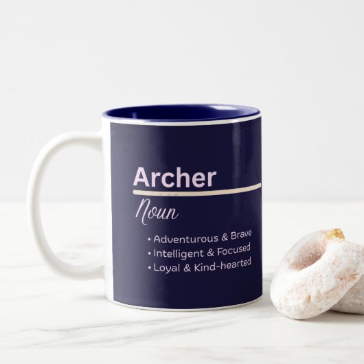 Archer Boy Personalized Name Definition Mug Zweifarbige Tasse (Mit Donut)
