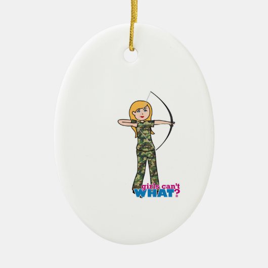 Archer Girl in Camouflage - leicht Keramik Ornament (Vorne)