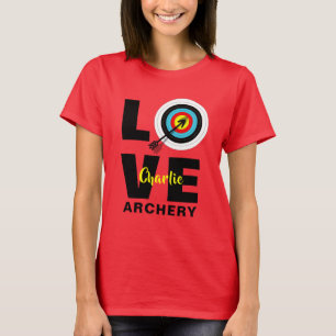 Archer-Liebe-Bogenschießen auf dem Zielbrett Perso T-Shirt