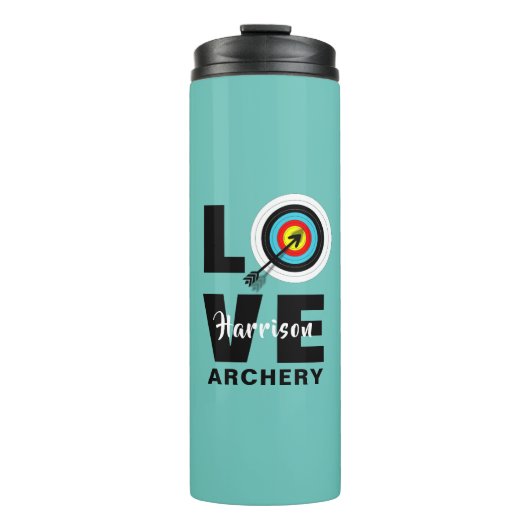 Archer-Liebe-Bogenschießen auf dem Zielbrett Perso Thermosbecher (Vorderseite)