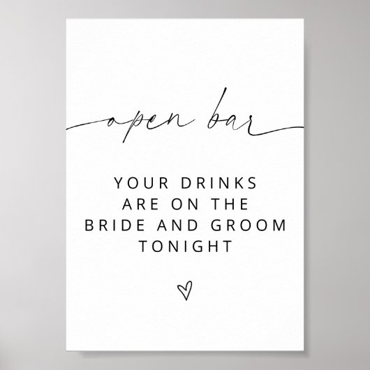 ARCHER Minimalistisch Open Bar Sign Poster (Vorne)