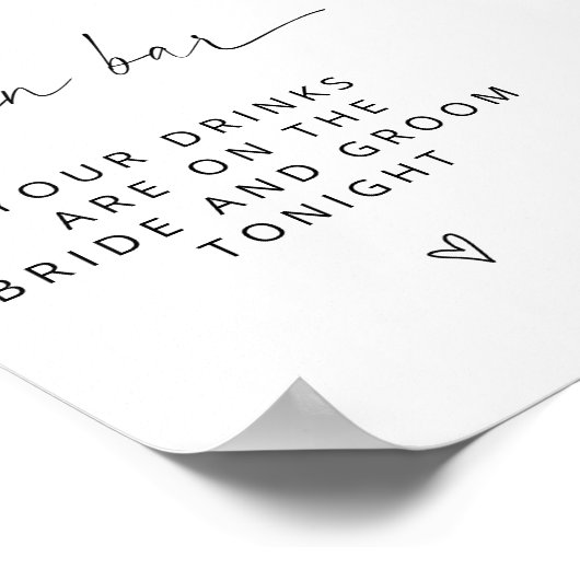 ARCHER Minimalistisch Open Bar Sign Poster (Ecke)