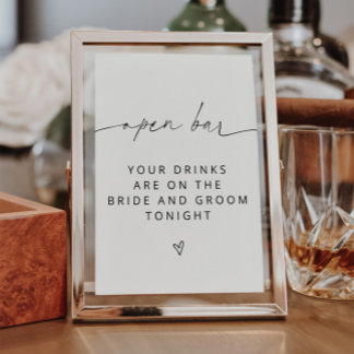 ARCHER Minimalistisch Open Bar Sign Poster