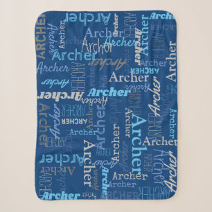 Archer personalisierte Namenstöne in Blau und Gra Sherpadecke