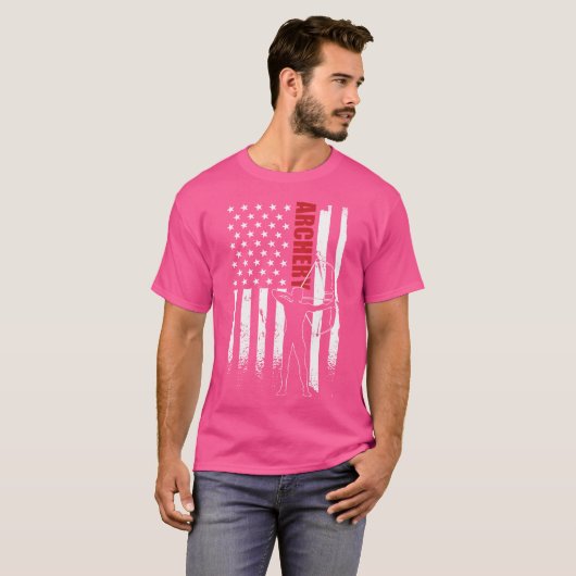 Archer Usa Flag Bekleidung American Flag Archery T-Shirt (Vorne ganz)