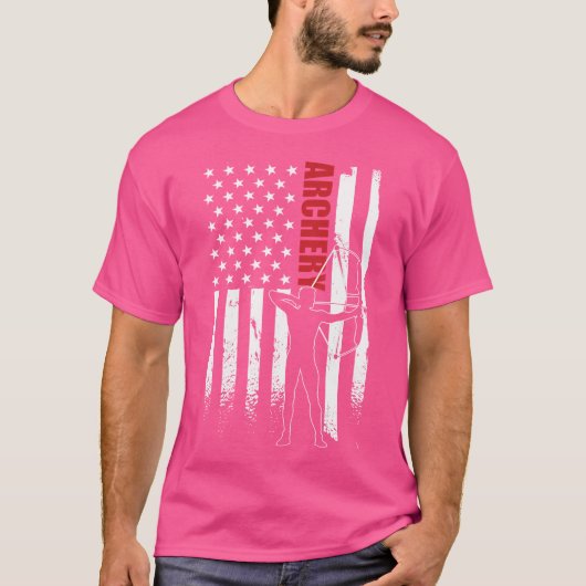 Archer Usa Flag Bekleidung American Flag Archery T-Shirt (Vorderseite)