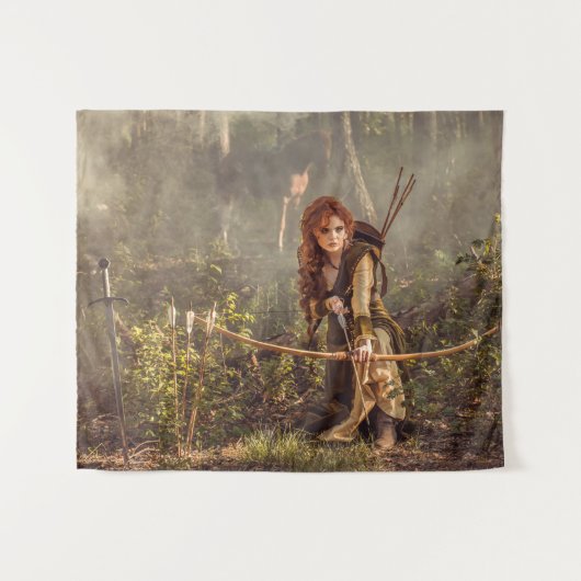 Archer Woman Fantasy Romance Fiction Wandteppich (Vorderseite (Horizontal))