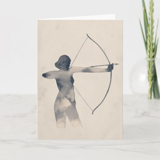 Archeress Watercolor-Silhouette Karte (Vorderseite)