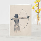 Archeress Watercolor-Silhouette Karte (Gelbe Blume)