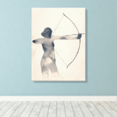 Archeress Watercolor-Silhouette Leinwanddruck (Insitu (Holzboden))