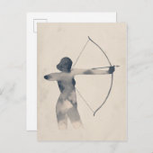 Archeress Watercolor-Silhouette Postkarte (Vorne/Hinten)