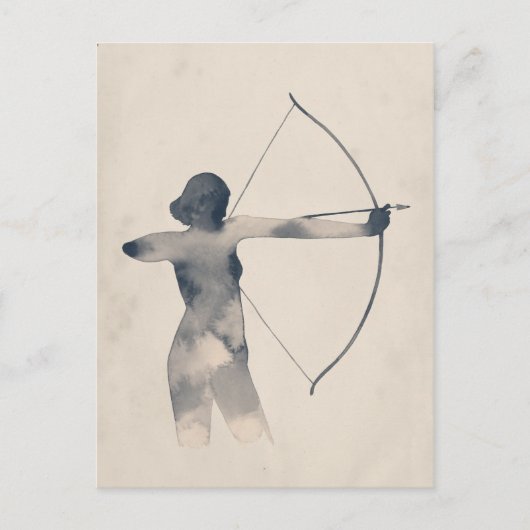 Archeress Watercolor-Silhouette Postkarte (Vorderseite)
