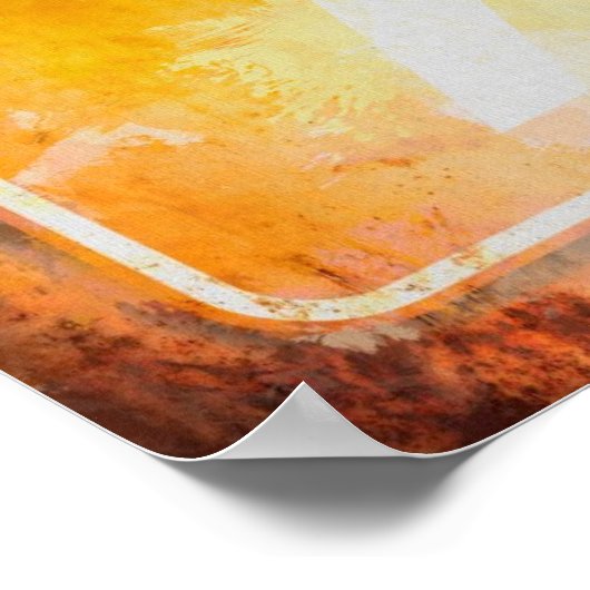 Archery Ahead Highway Sign Grunge Poster (Ecke)