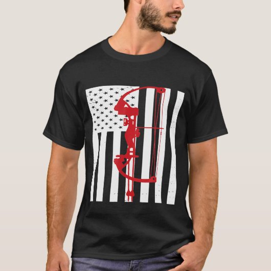 Archery American Flag Usa Patriotic Bow Arrows Arc T-Shirt (Vorderseite)