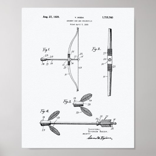 Archery Bow 1929 Weißbuch über Patentkunst Poster (Vorne)