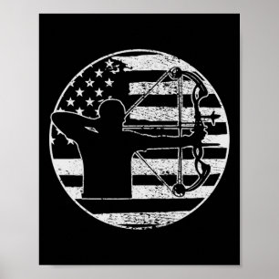 Archery Bow Jagd US-amerikanische Flagge 4. Juli Poster