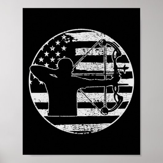 Archery Bow Jagd US-amerikanische Flagge 4. Juli Poster (Vorne)