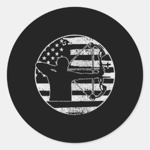 Archery Bow Jagd US-amerikanische Flagge 4. Juli Runder Aufkleber