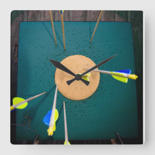 Archery clock quadratische wanduhr