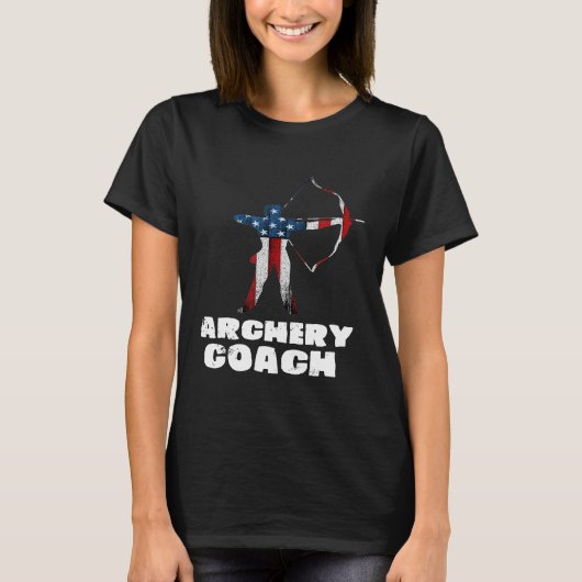 Archery Coach Usa Flag Player Team Instructor T-Shirt (Vorderseite)