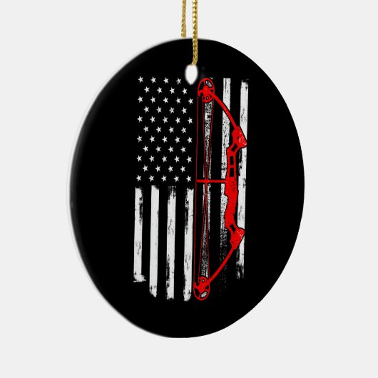 Archery Compound Bow Shooting USA Flag Bowhunter Keramik Ornament (Rechts)